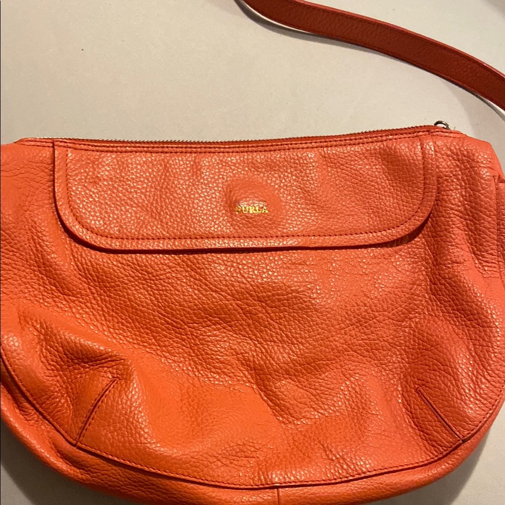 Furla Vibrant Orange Leather Shoulder Bag